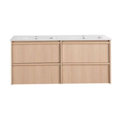 LUKKA RIDGEWOOD MODERN SANDY OAK 1200MM DOUBLE BOWL WALL HUNG VANITY
