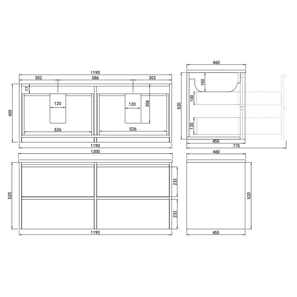 LUKKA RIDGEWOOD MODERN SANDY OAK 1200MM DOUBLE BOWL WALL HUNG VANITY
