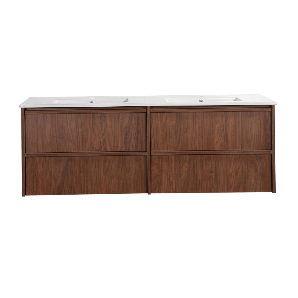 LUKKA RIDGEWOOD MODERN MOCHA OAK 1500MM DOUBLE BOWL WALL HUNG VANITY