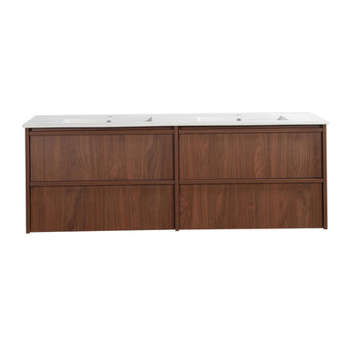 LUKKA RIDGEWOOD MODERN MOCHA OAK 1500MM DOUBLE BOWL WALL HUNG VANITY