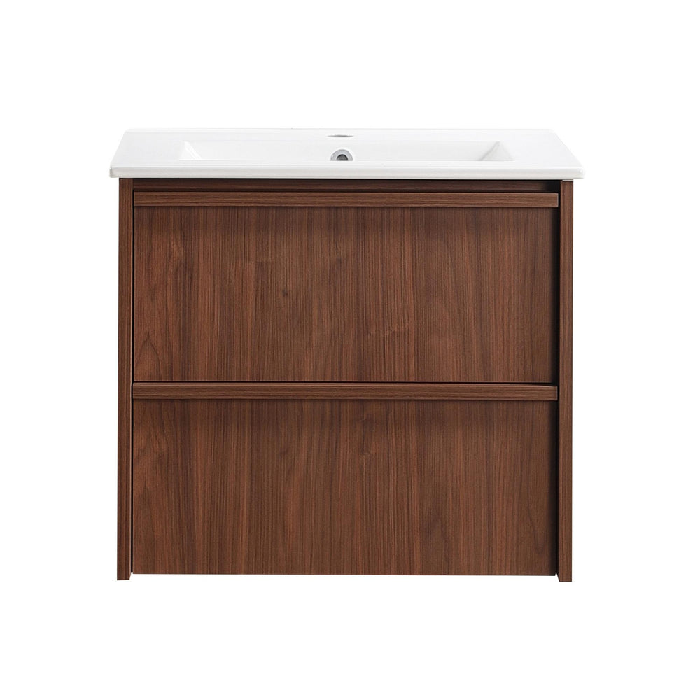 LUKKA RIDGEWOOD MODERN MOCHA OAK 600MM SINGLE BOWL WALL HUNG VANITY