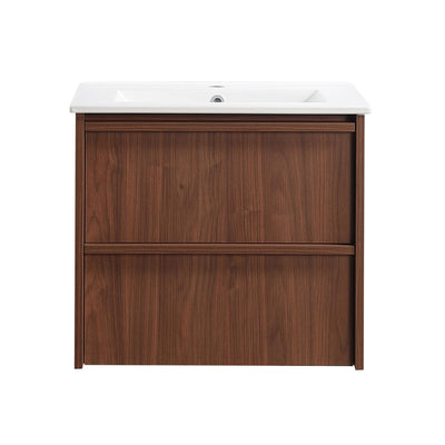 LUKKA RIDGEWOOD MODERN MOCHA OAK 600MM SINGLE BOWL WALL HUNG VANITY
