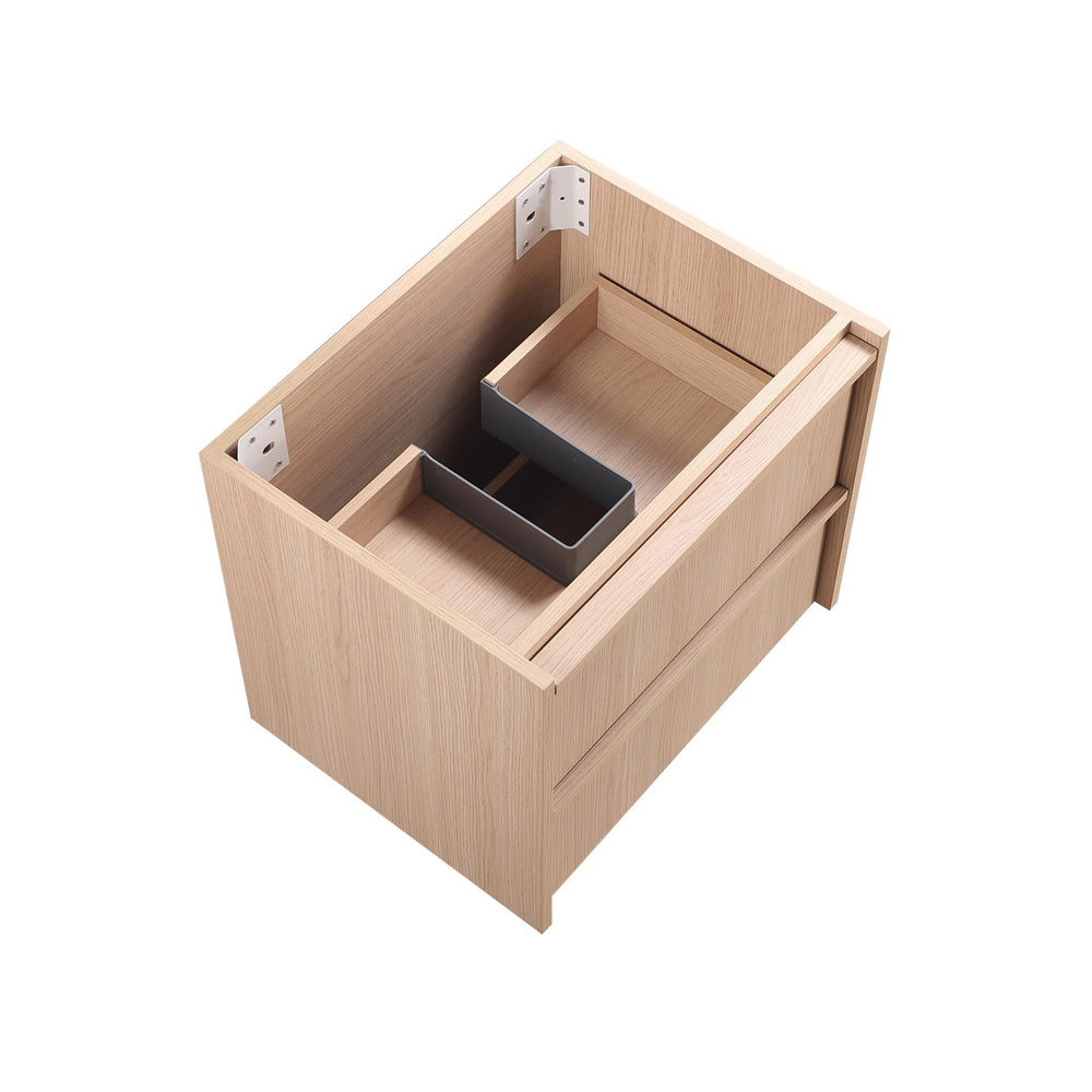 LUKKA RIDGEWOOD MODERN SANDY OAK 600MM SINGLE BOWL WALL HUNG VANITY