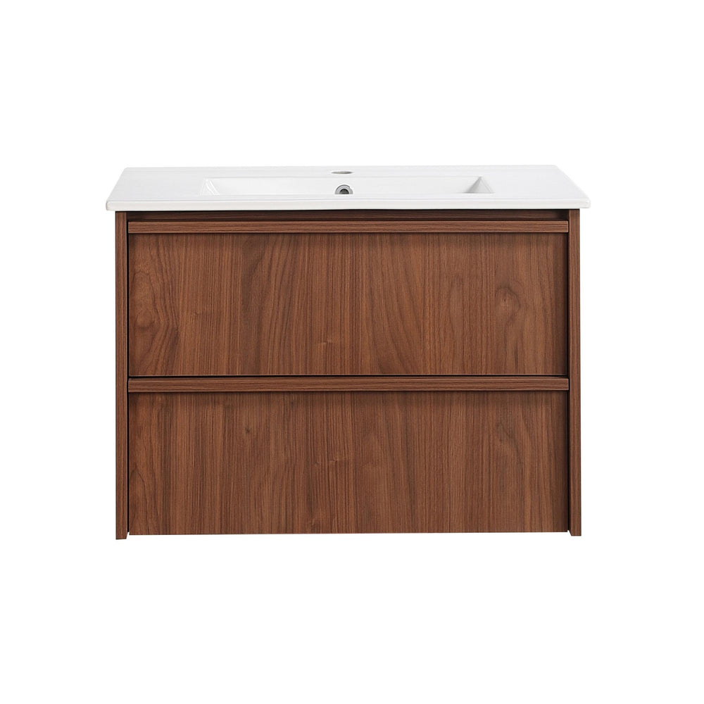 LUKKA RIDGEWOOD MODERN MOCHA OAK 750MM SINGLE BOWL WALL HUNG VANITY