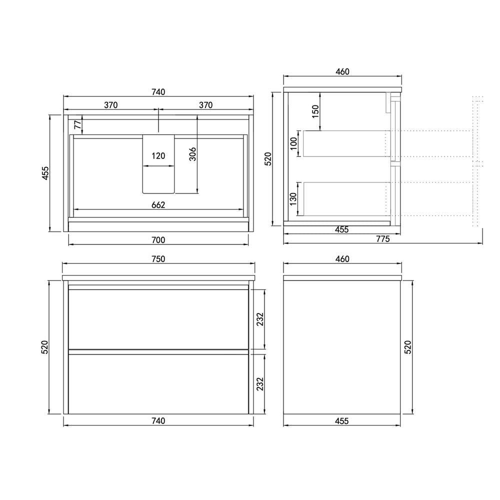 LUKKA RIDGEWOOD MODERN SANDY OAK 750MM SINGLE BOWL WALL HUNG VANITY