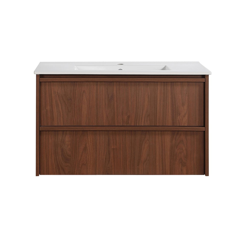 LUKKA RIDGEWOOD MODERN MOCHA OAK 900MM SINGLE BOWL WALL HUNG VANITY
