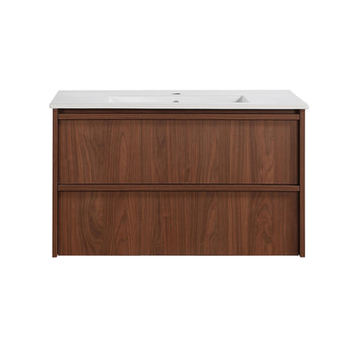 LUKKA RIDGEWOOD MODERN MOCHA OAK 900MM SINGLE BOWL WALL HUNG VANITY