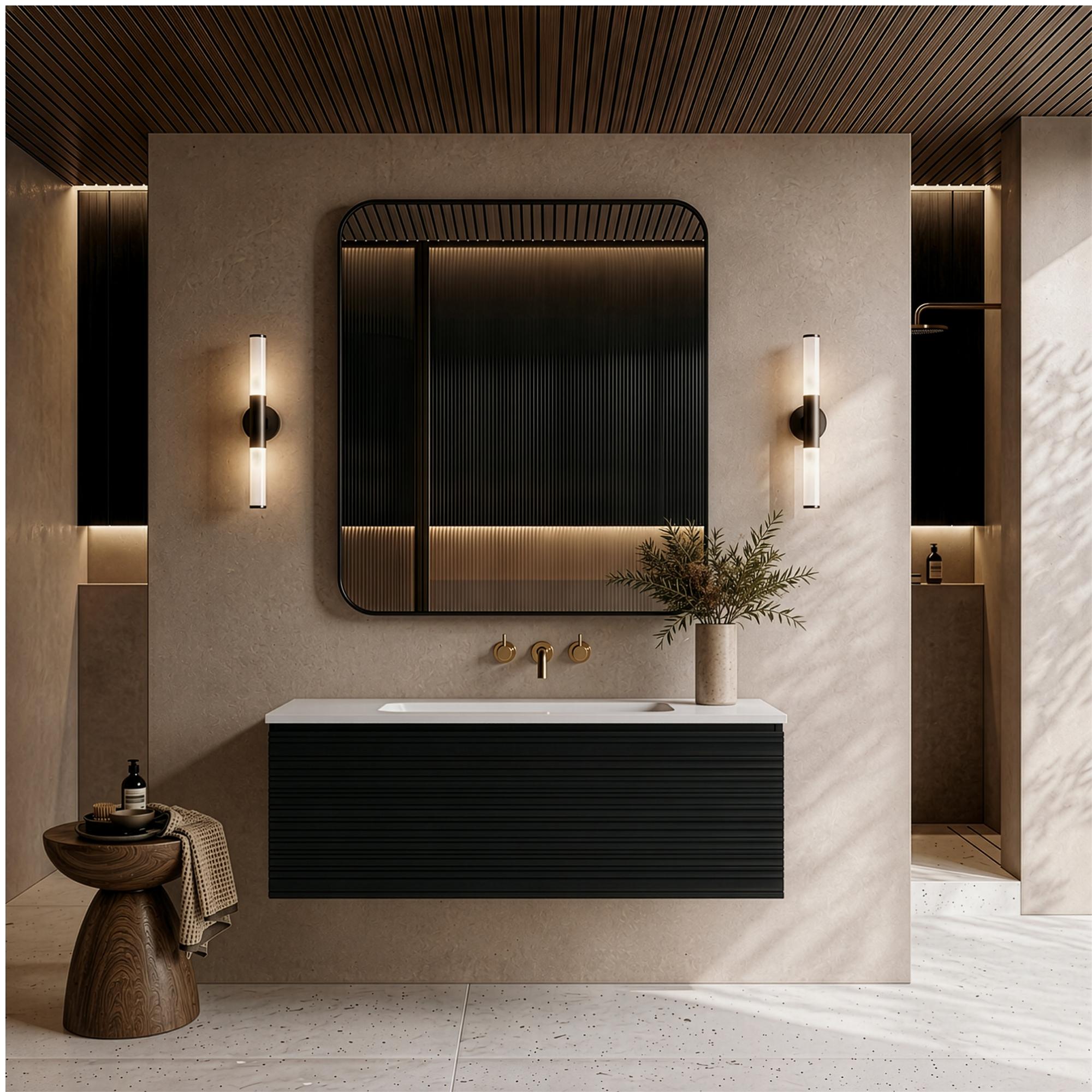 LUKKA SEDONA MATTE BLACK 1200MM SINGLE BOWL WALL HUNG VANITY