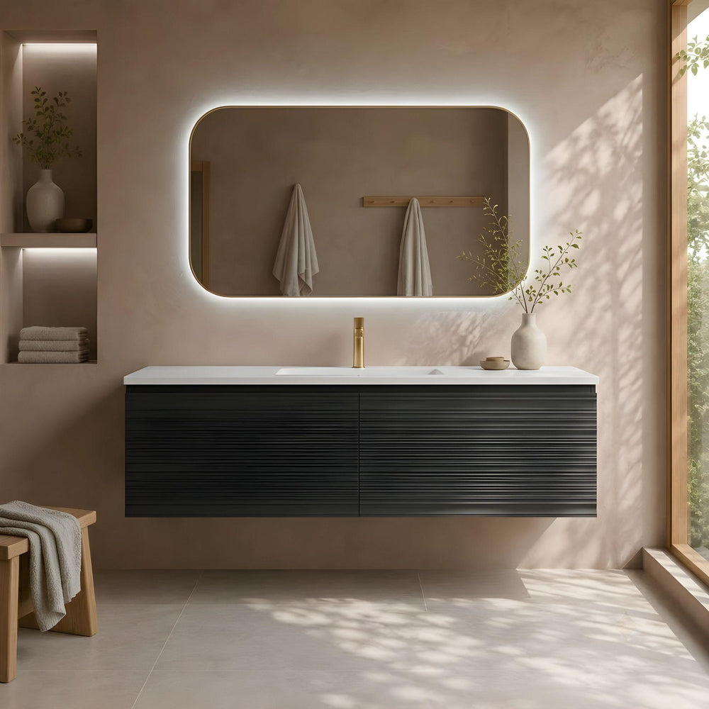LUKKA SEDONA MATTE BLACK 1500MM SINGLE BOWL WALL HUNG VANITY