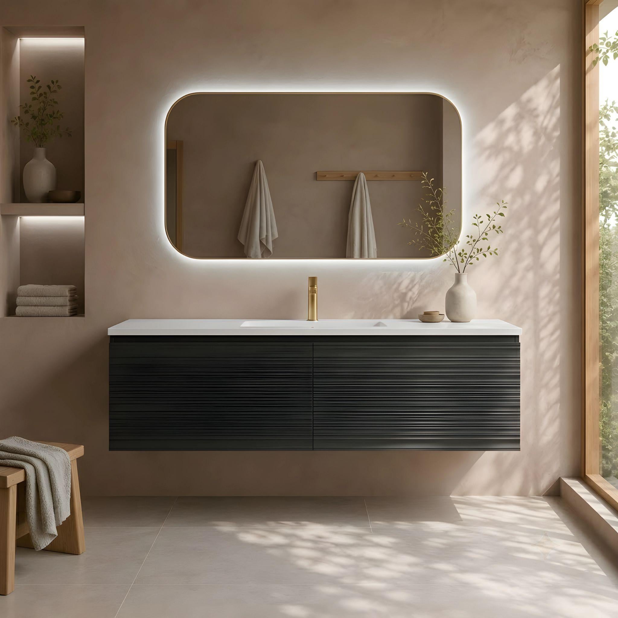 LUKKA SEDONA MATTE BLACK 1500MM SINGLE BOWL WALL HUNG VANITY