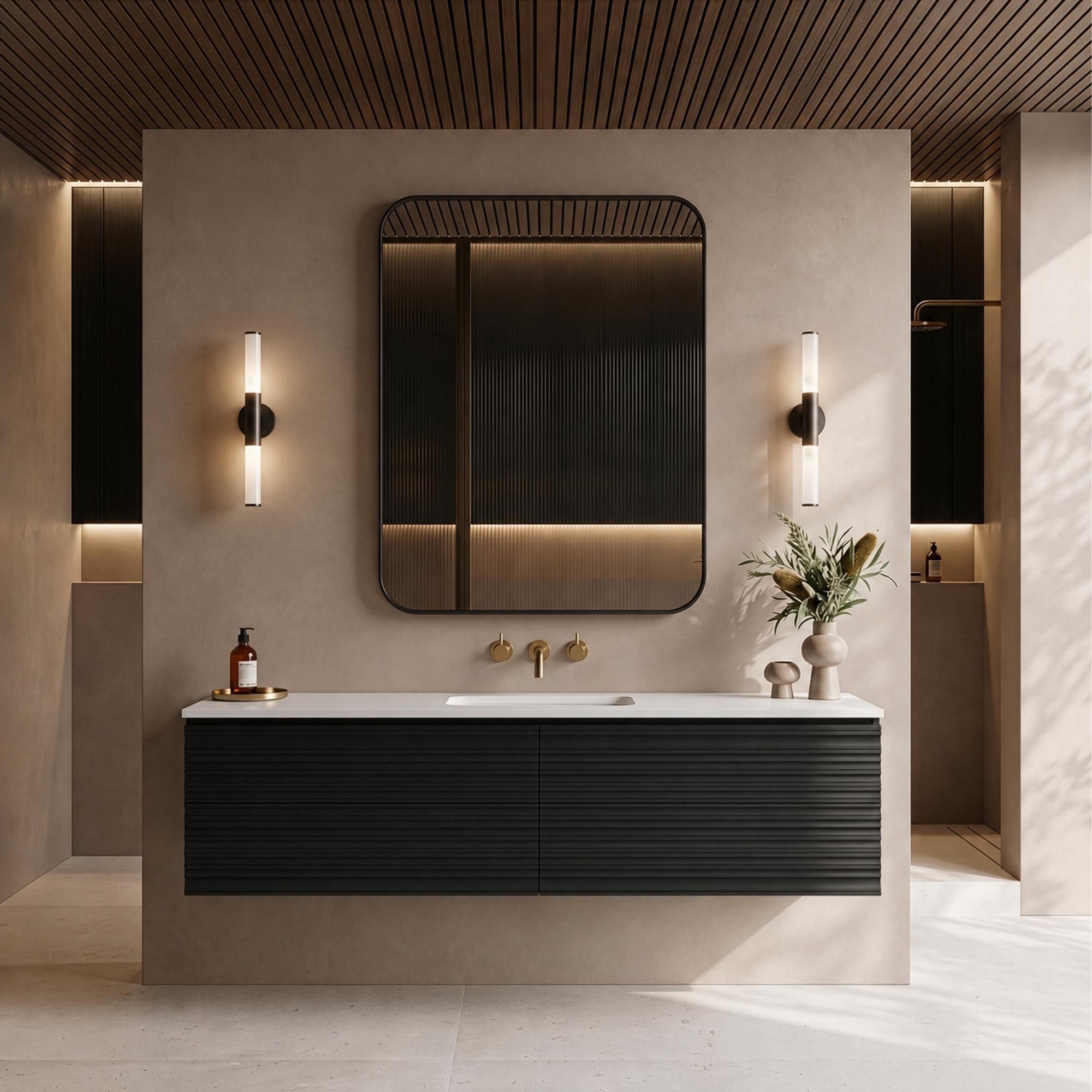 LUKKA SEDONA MATTE BLACK 1500MM SINGLE BOWL WALL HUNG VANITY
