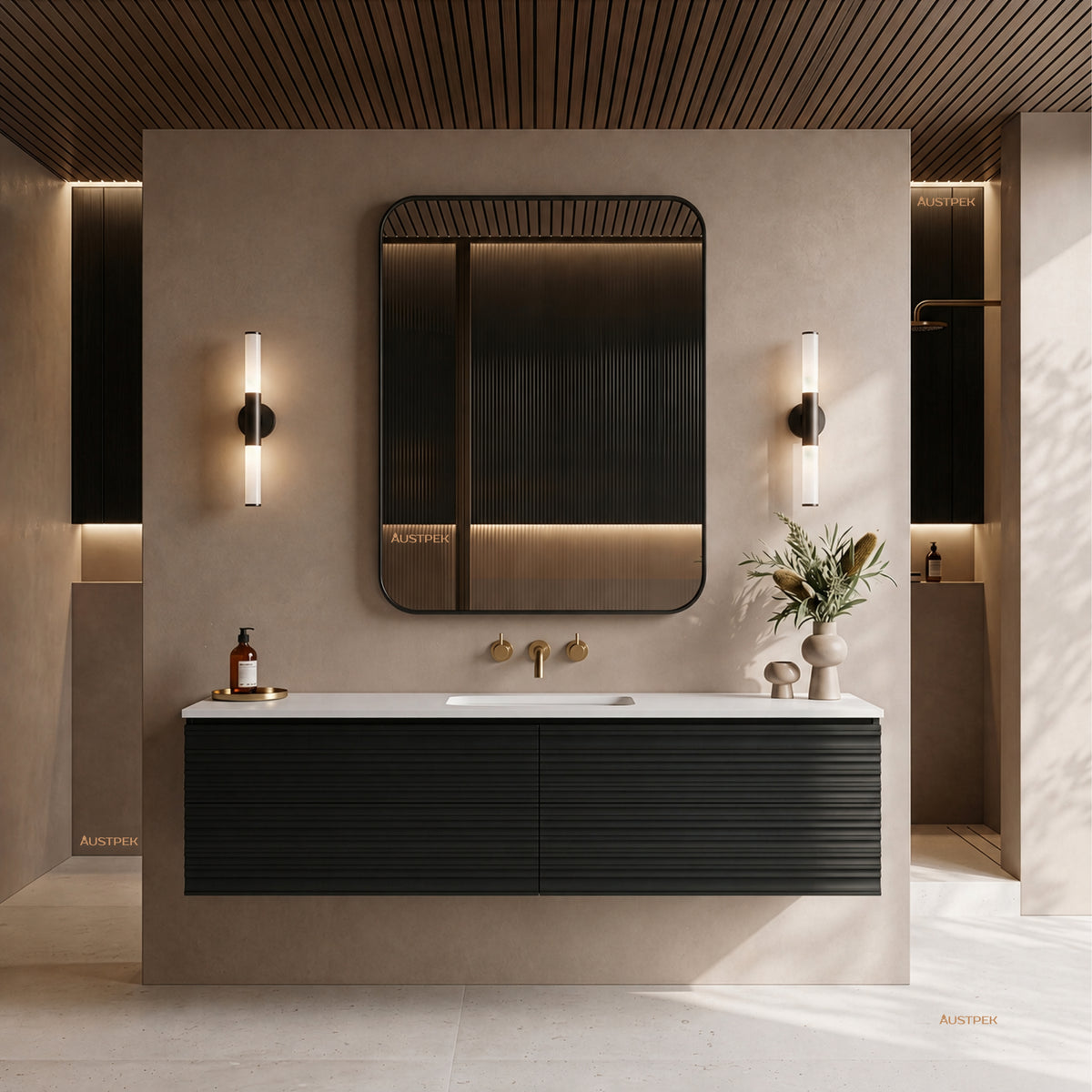 LUKKA SEDONA MATTE BLACK 1500MM SINGLE BOWL WALL HUNG VANITY
