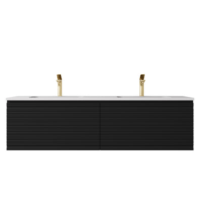 LUKKA SEDONA MATTE BLACK 1500MM DOUBLE BOWL WALL HUNG VANITY