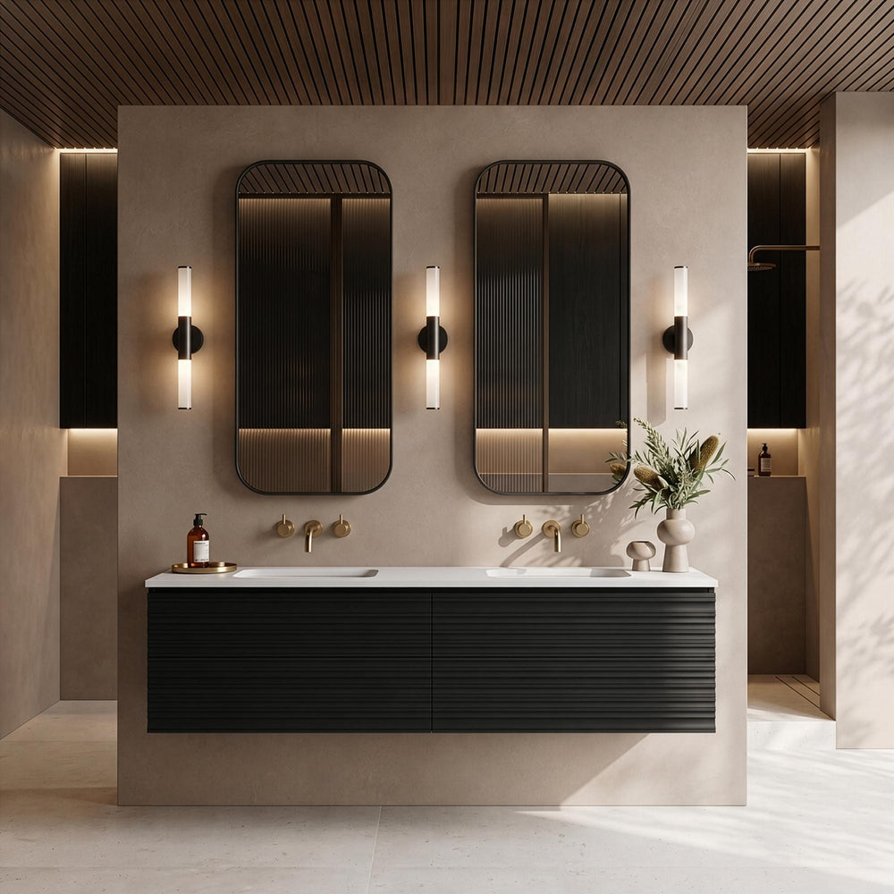 LUKKA SEDONA MATTE BLACK 1500MM DOUBLE BOWL WALL HUNG VANITY