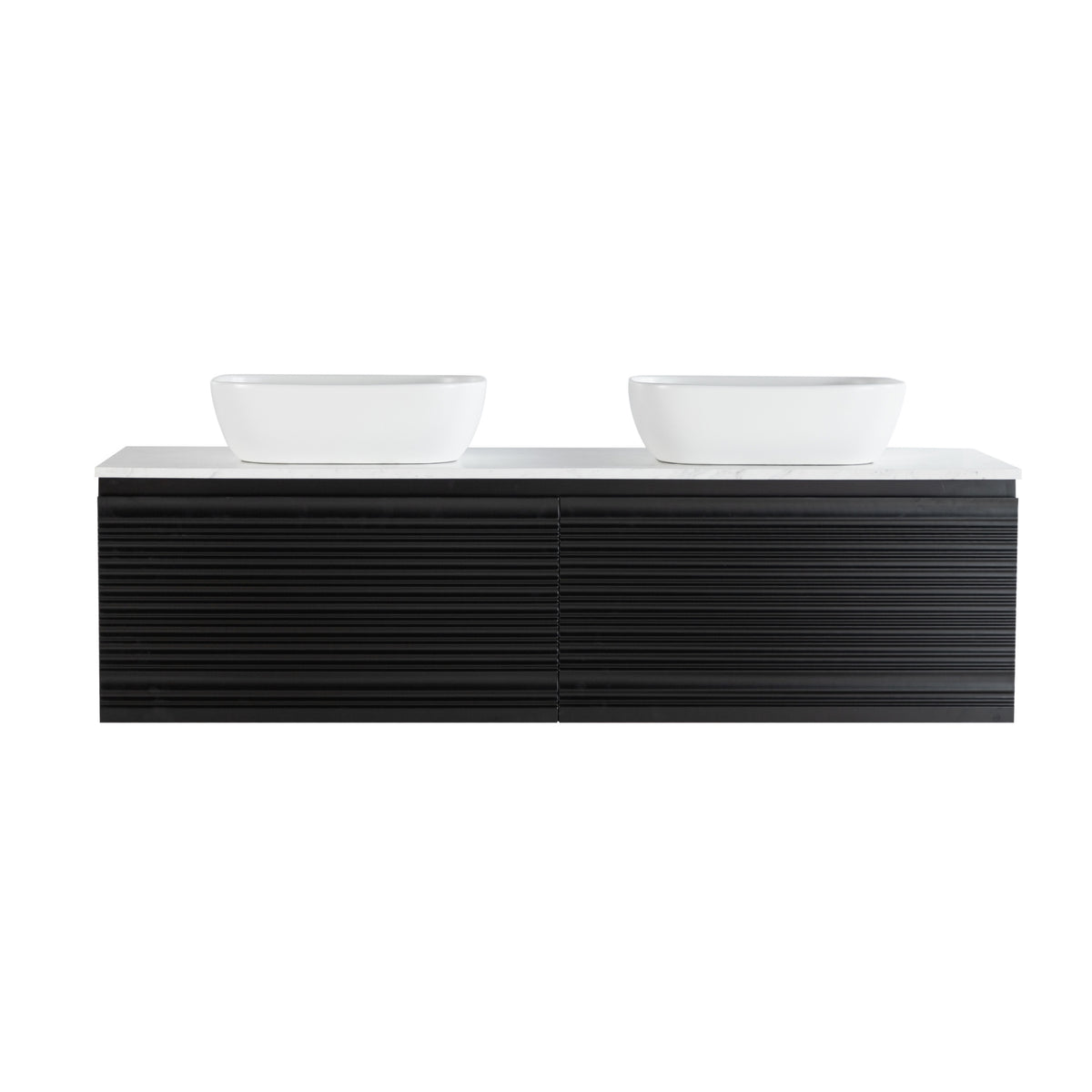LUKKA SEDONA MATTE BLACK 1500MM DOUBLE BOWL WALL HUNG VANITY