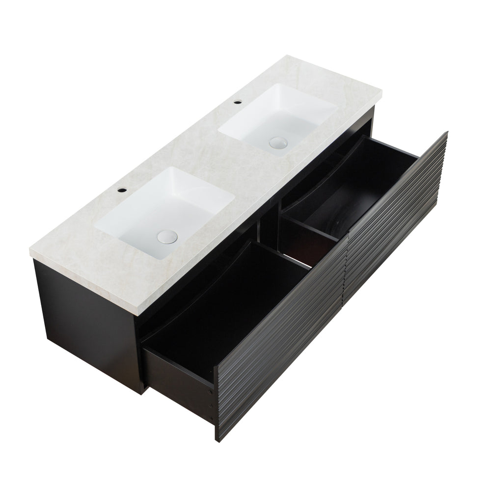 LUKKA SEDONA MATTE BLACK 1500MM DOUBLE BOWL WALL HUNG VANITY