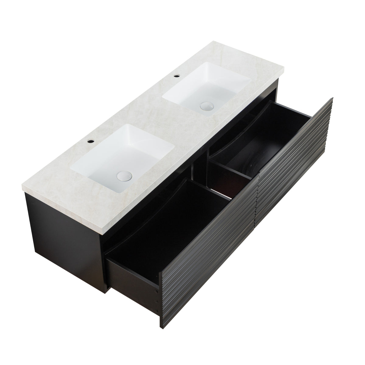 LUKKA SEDONA MATTE BLACK 1500MM DOUBLE BOWL WALL HUNG VANITY