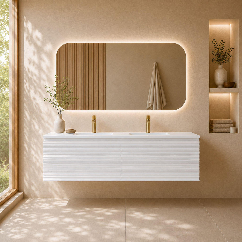 LUKKA SEDONA MATTE WHITE 1500MM DOUBLE BOWL WALL HUNG VANITY