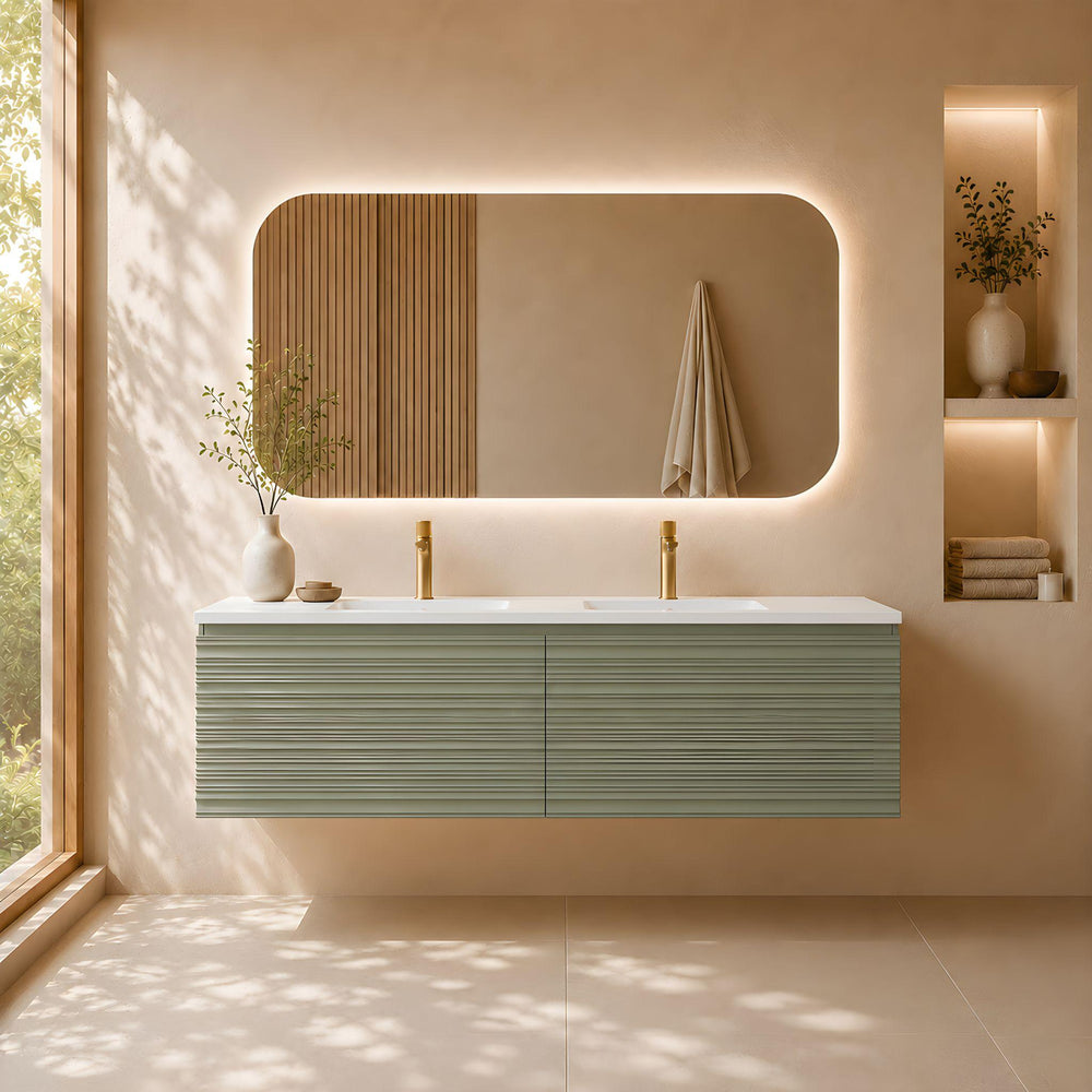 LUKKA SEDONA OLIVE GREEN 1500MM DOUBLE BOWL WALL HUNG VANITY