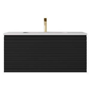 LUKKA SEDONA MATTE BLACK 900MM SINGLE BOWL WALL HUNG VANITY