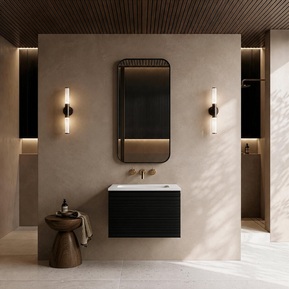 LUKKA SEDONA MATTE BLACK 600MM SINGLE BOWL WALL HUNG VANITY