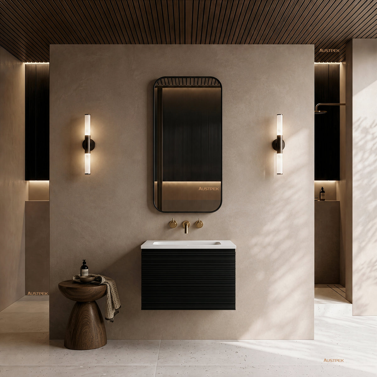 LUKKA SEDONA MATTE BLACK 600MM SINGLE BOWL WALL HUNG VANITY