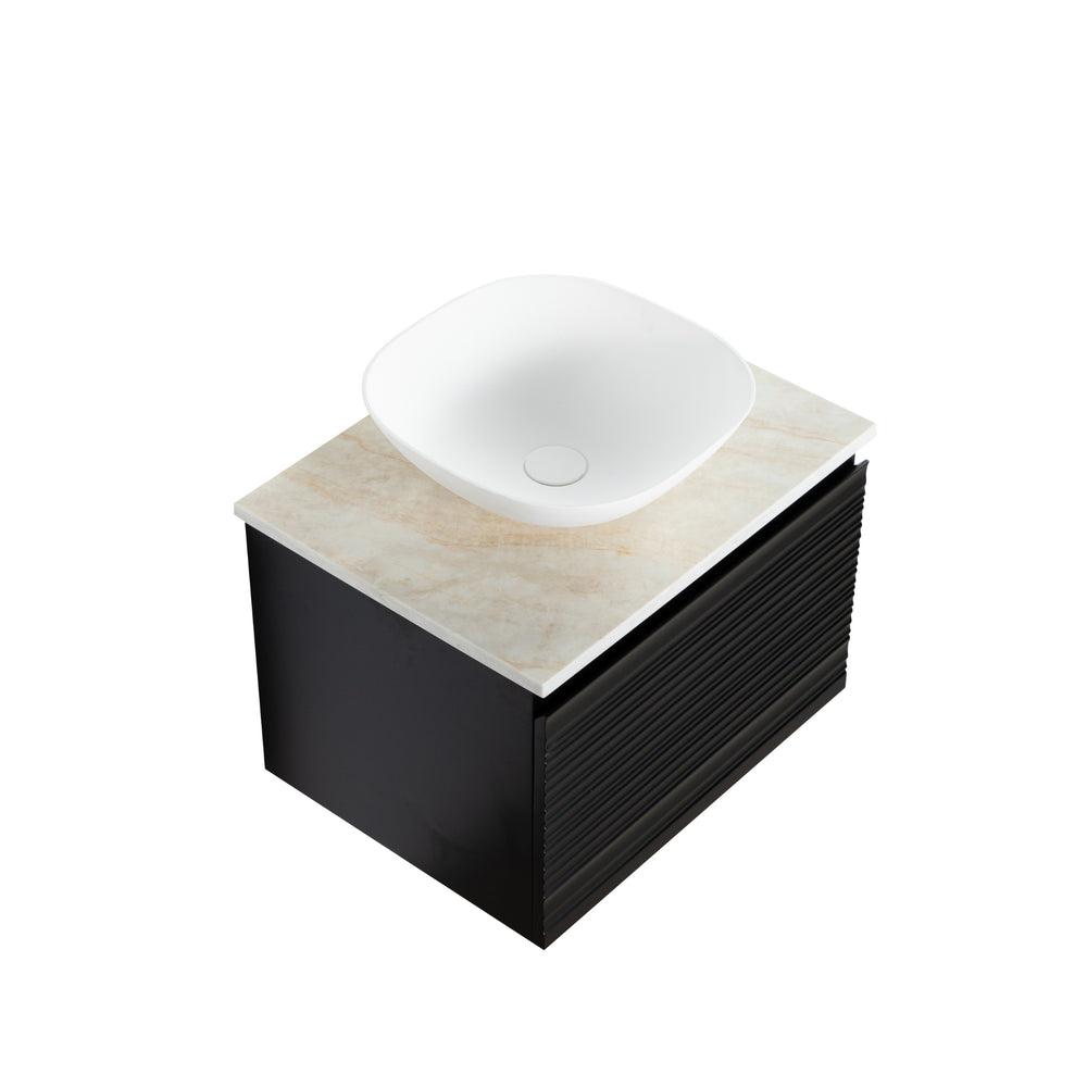 LUKKA SEDONA MATTE BLACK 600MM SINGLE BOWL WALL HUNG VANITY