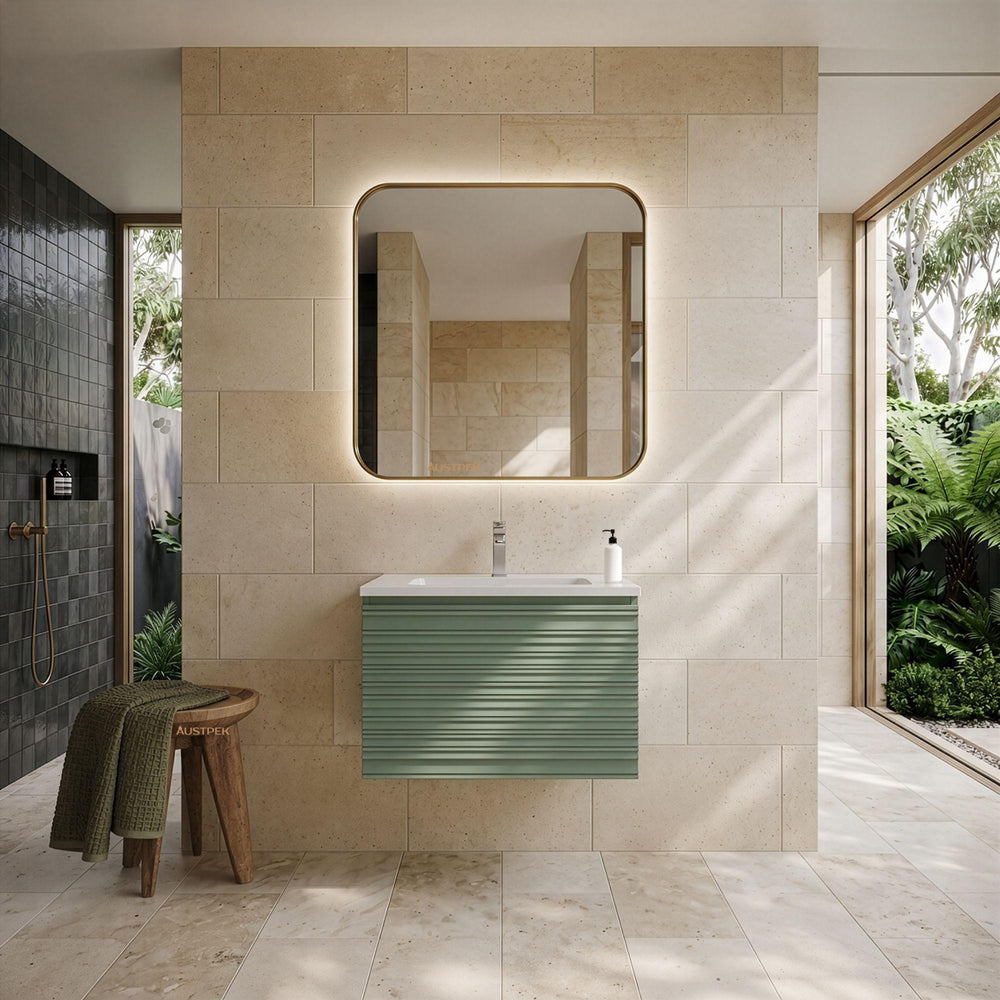 LUKKA SEDONA OLIVE GREEN 600MM SINGLE BOWL WALL HUNG VANITY