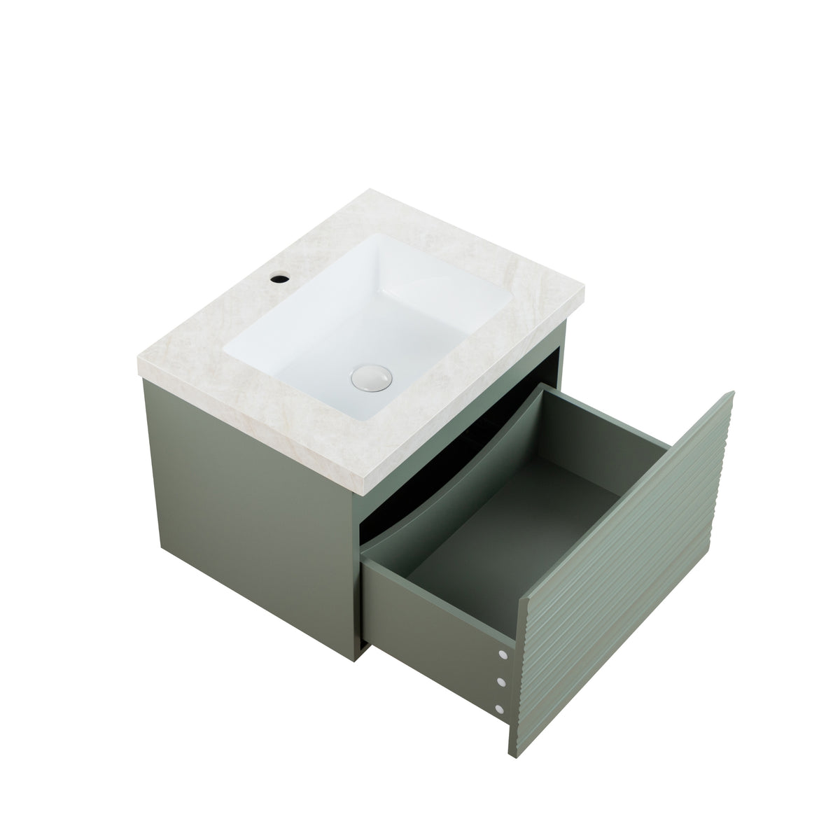 LUKKA SEDONA OLIVE GREEN 600MM SINGLE BOWL WALL HUNG VANITY