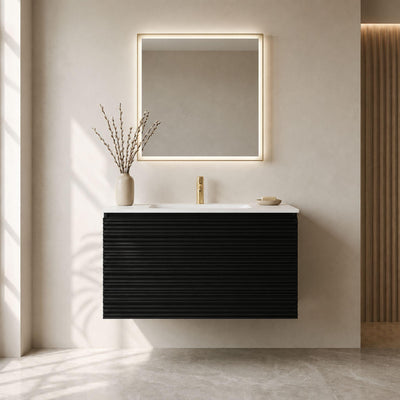 LUKKA SEDONA MATTE BLACK 750MM SINGLE BOWL WALL HUNG VANITY