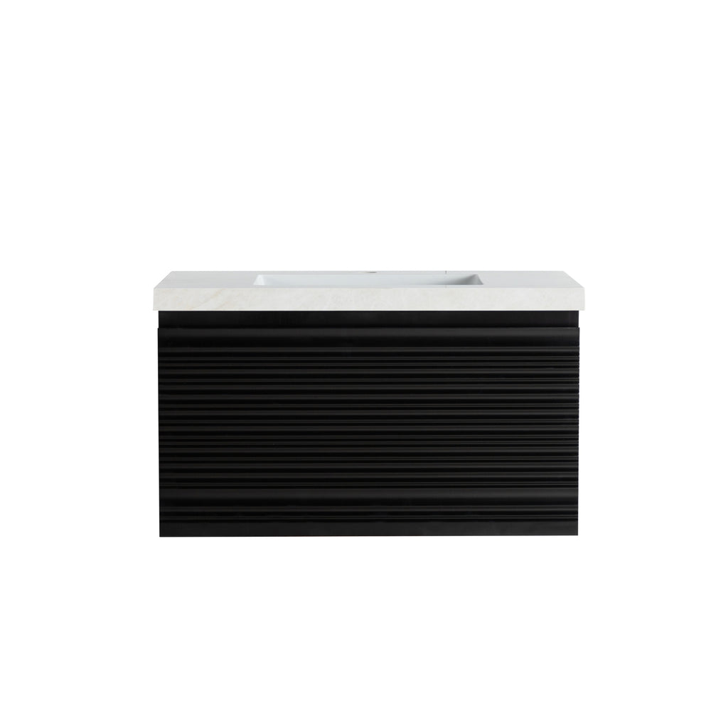 LUKKA SEDONA MATTE BLACK 750MM SINGLE BOWL WALL HUNG VANITY