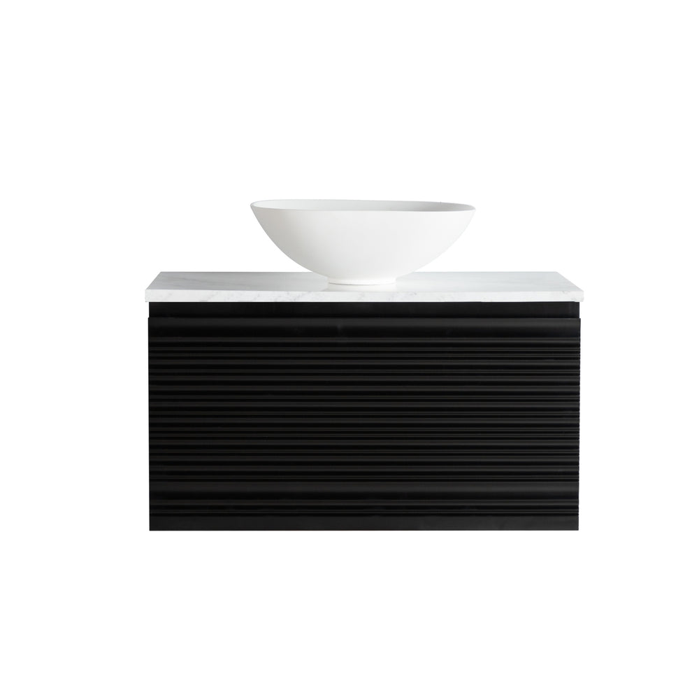 LUKKA SEDONA MATTE BLACK 750MM SINGLE BOWL WALL HUNG VANITY