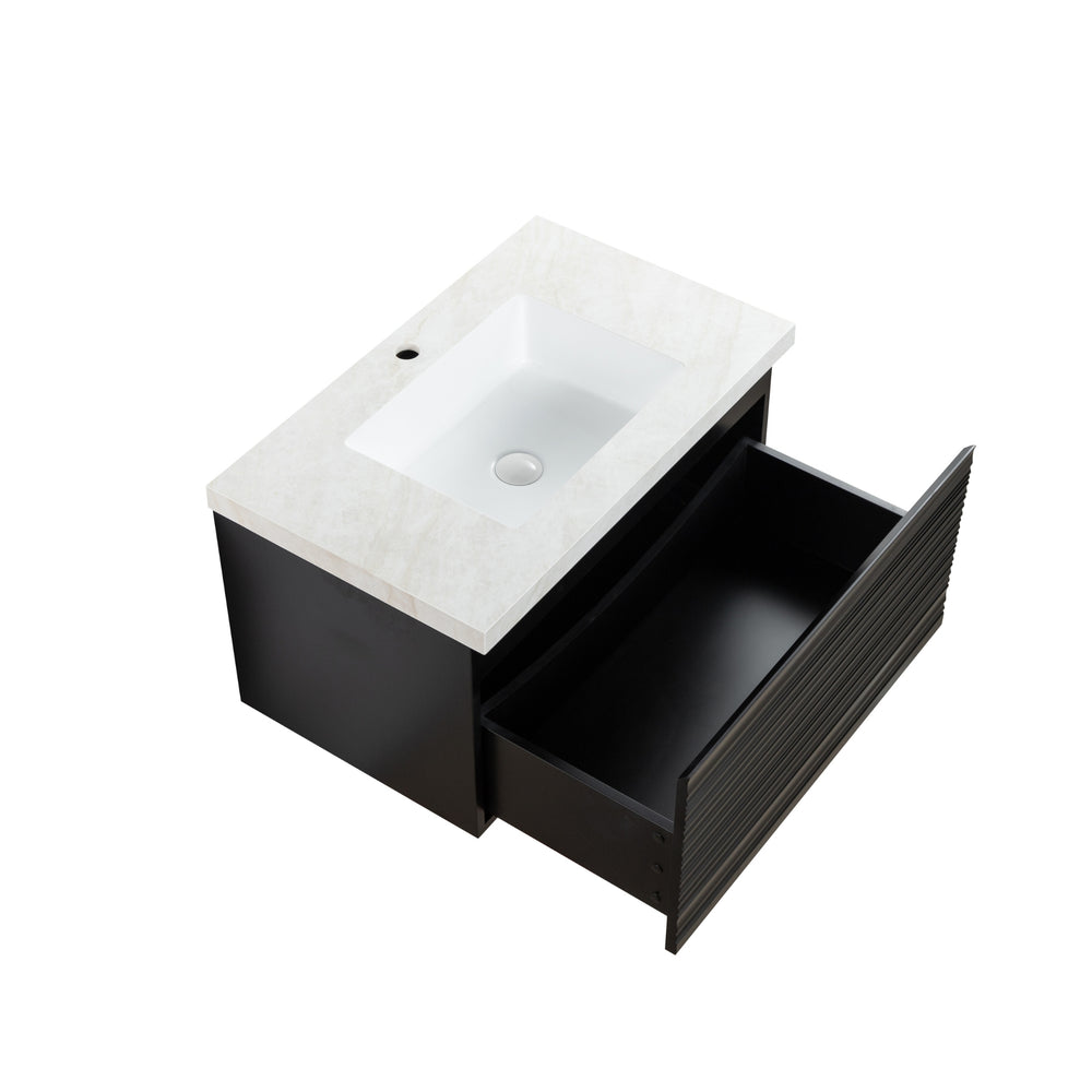 LUKKA SEDONA MATTE BLACK 750MM SINGLE BOWL WALL HUNG VANITY