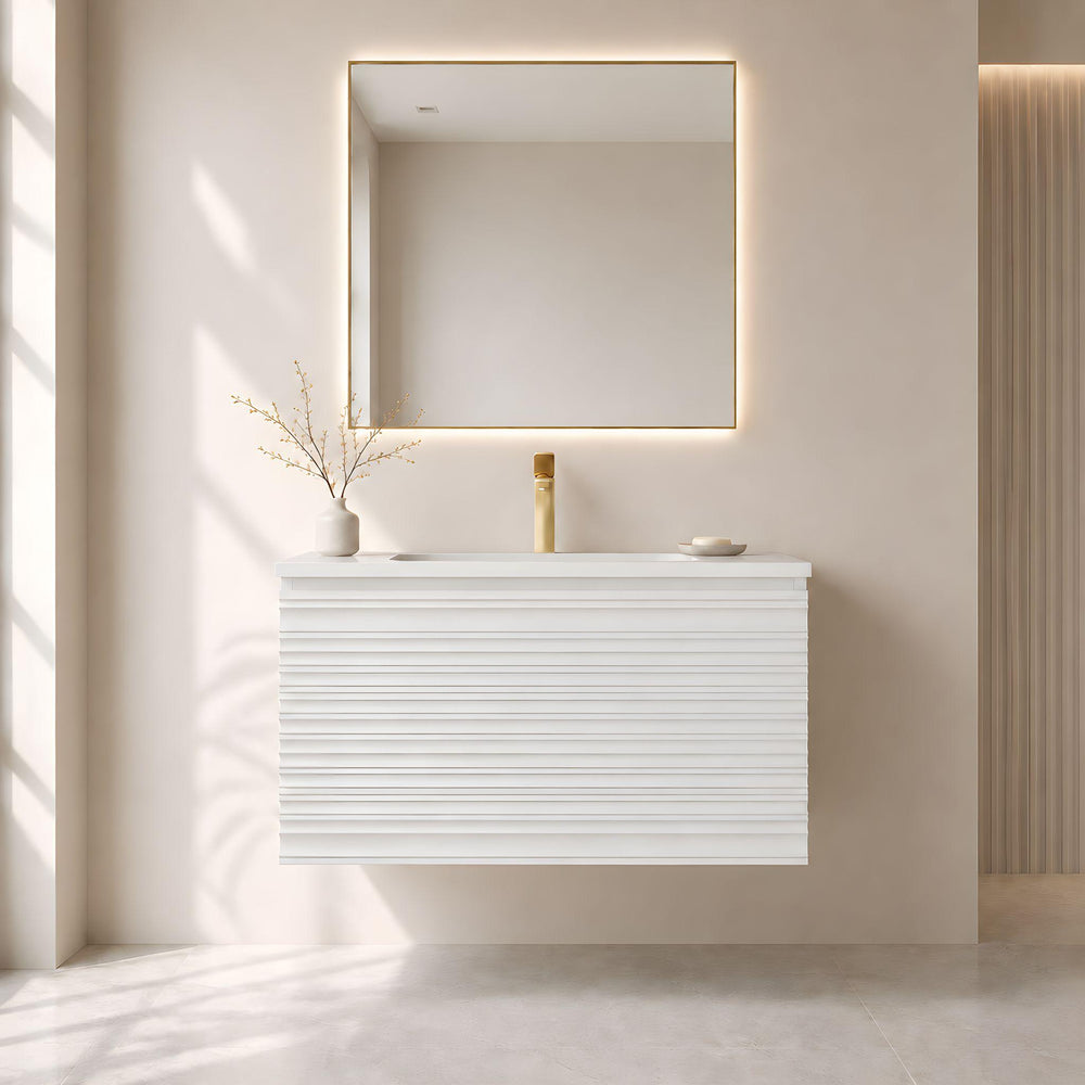LUKKA SEDONA MATTE WHITE 750MM SINGLE BOWL WALL HUNG VANITY