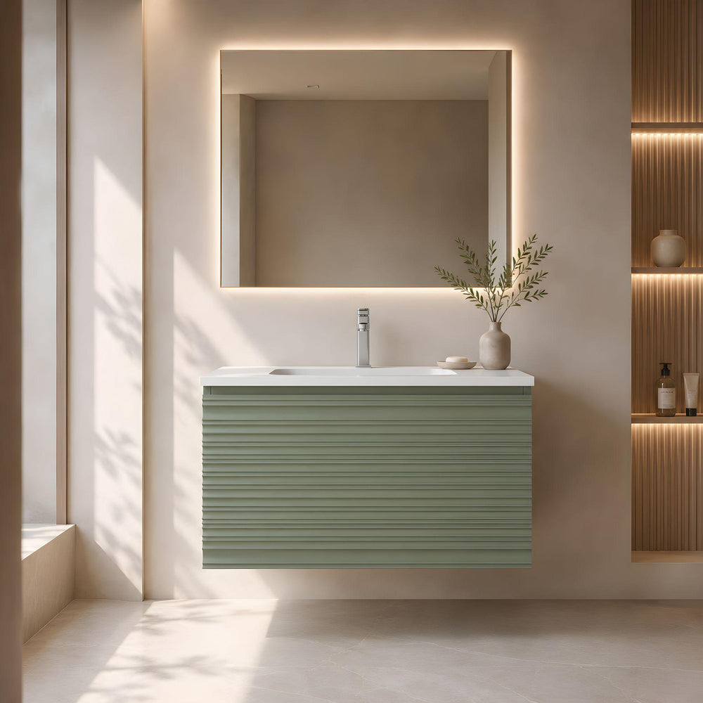 LUKKA SEDONA OLIVE GREEN 750MM SINGLE BOWL WALL HUNG VANITY