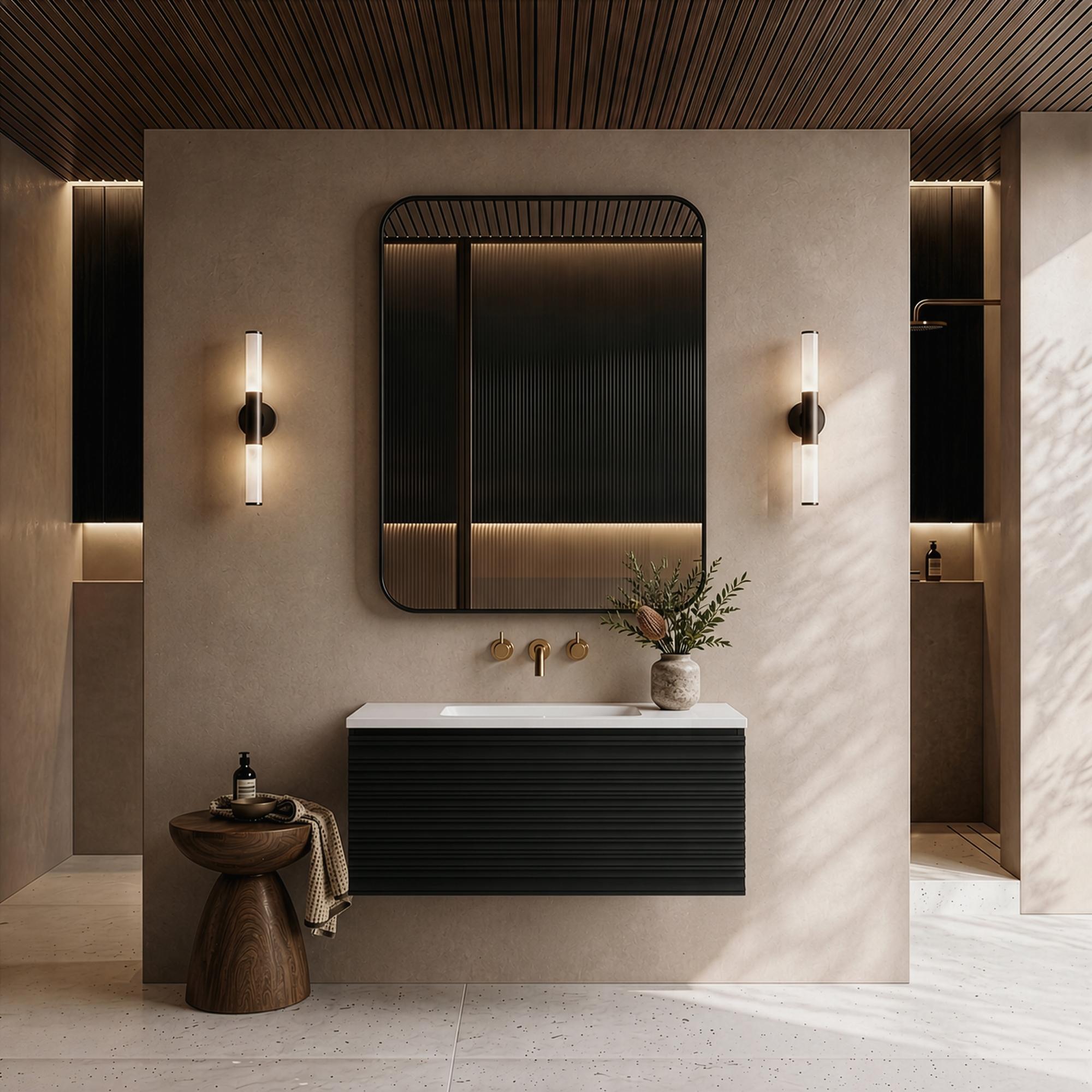 LUKKA SEDONA MATTE BLACK 900MM SINGLE BOWL WALL HUNG VANITY
