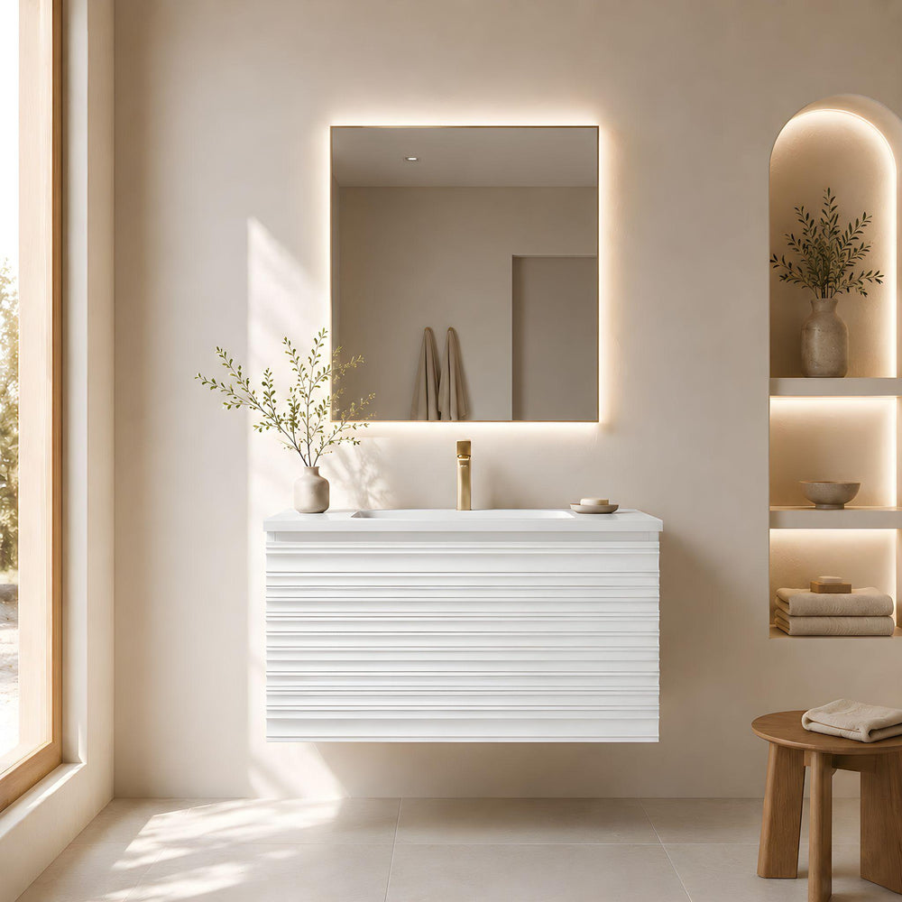 LUKKA SEDONA MATTE WHITE 900MM SINGLE BOWL WALL HUNG VANITY