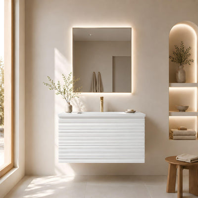 LUKKA SEDONA MATTE WHITE 900MM SINGLE BOWL WALL HUNG VANITY