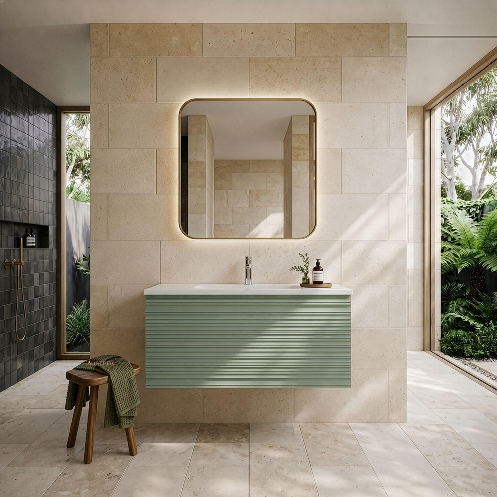 LUKKA SEDONA OLIVE GREEN 900MM SINGLE BOWL WALL HUNG VANITY