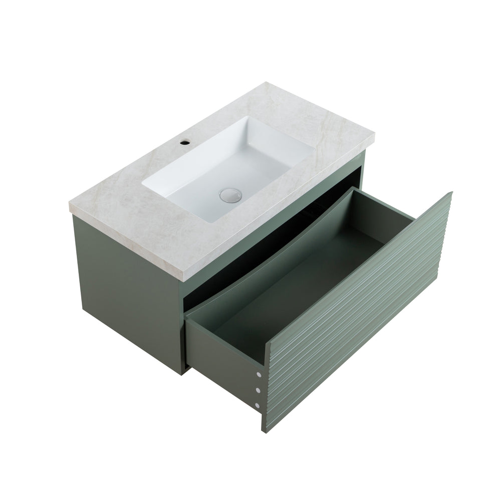 LUKKA SEDONA OLIVE GREEN 900MM SINGLE BOWL WALL HUNG VANITY