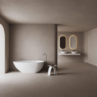 LUKKA NOVA SLIM FREESTANDING BATHTUB OVERFLOW GLOSS WHITE 1690MM
