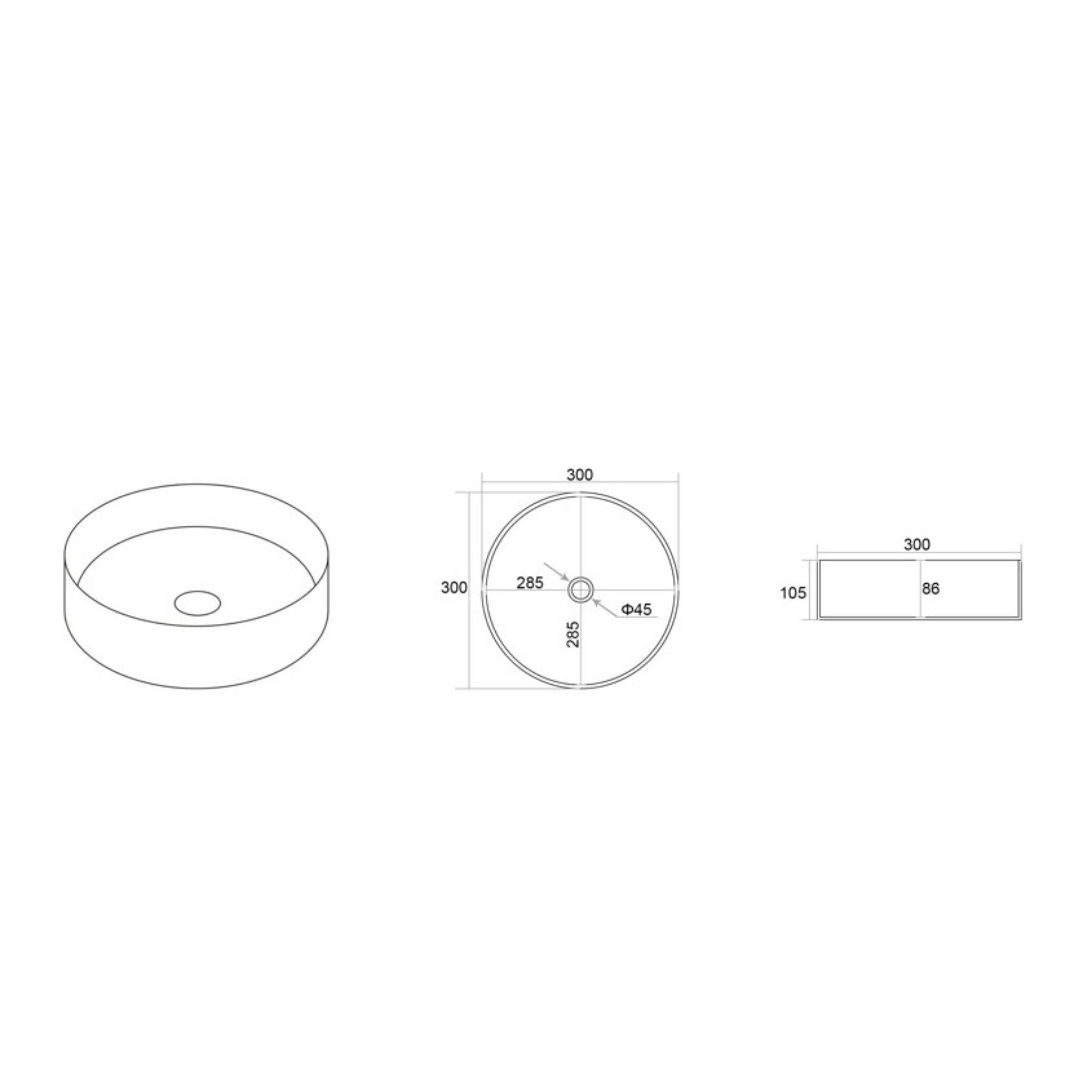 LUKKA OLLEY ABOVE COUNTER BASIN GLOSS WHITE 300MM