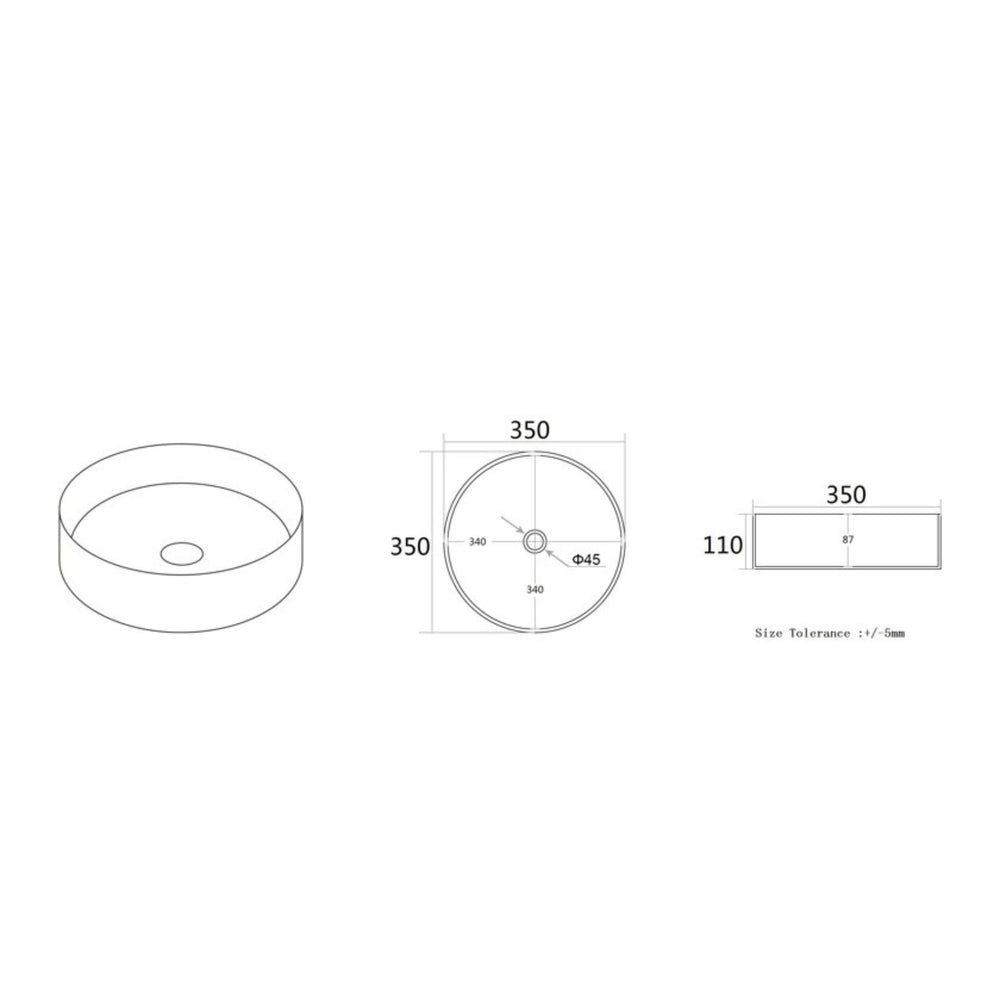LUKKA OLLEY ABOVE COUNTER BASIN GLOSS WHITE 350MM