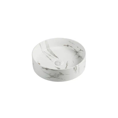 LUKKA OLLEY ABOVE COUNTER BASIN MATTE MARBLE WHITE AND BRONZE 395MM