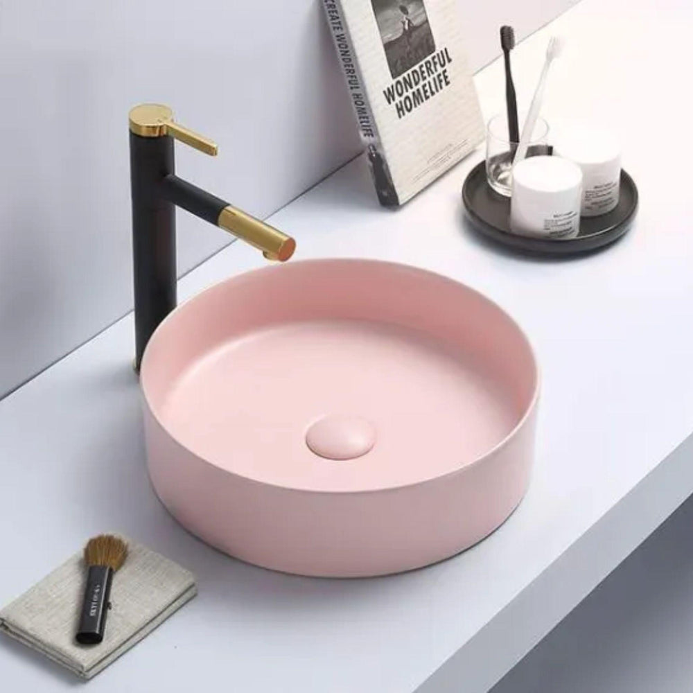 LUKKA OLLEY ABOVE COUNTER BASIN MATTE PINK 395MM