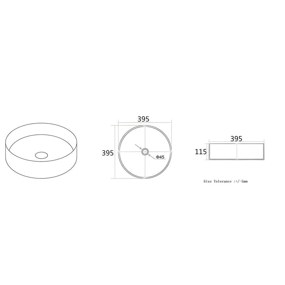 LUKKA OLLEY ABOVE COUNTER BASIN GLOSS WHITE 395MM