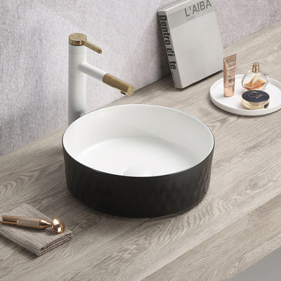 LUKKA OLLIA DIAMOND ABOVE COUNTER BASIN MATTE BLACK AND WHITE 360MM