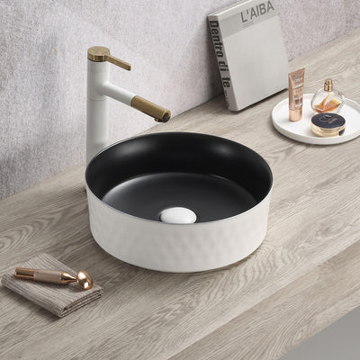 LUKKA OLLIA DIAMOND ABOVE COUNTER BASIN MATTE WHITE AND BLACK 360MM