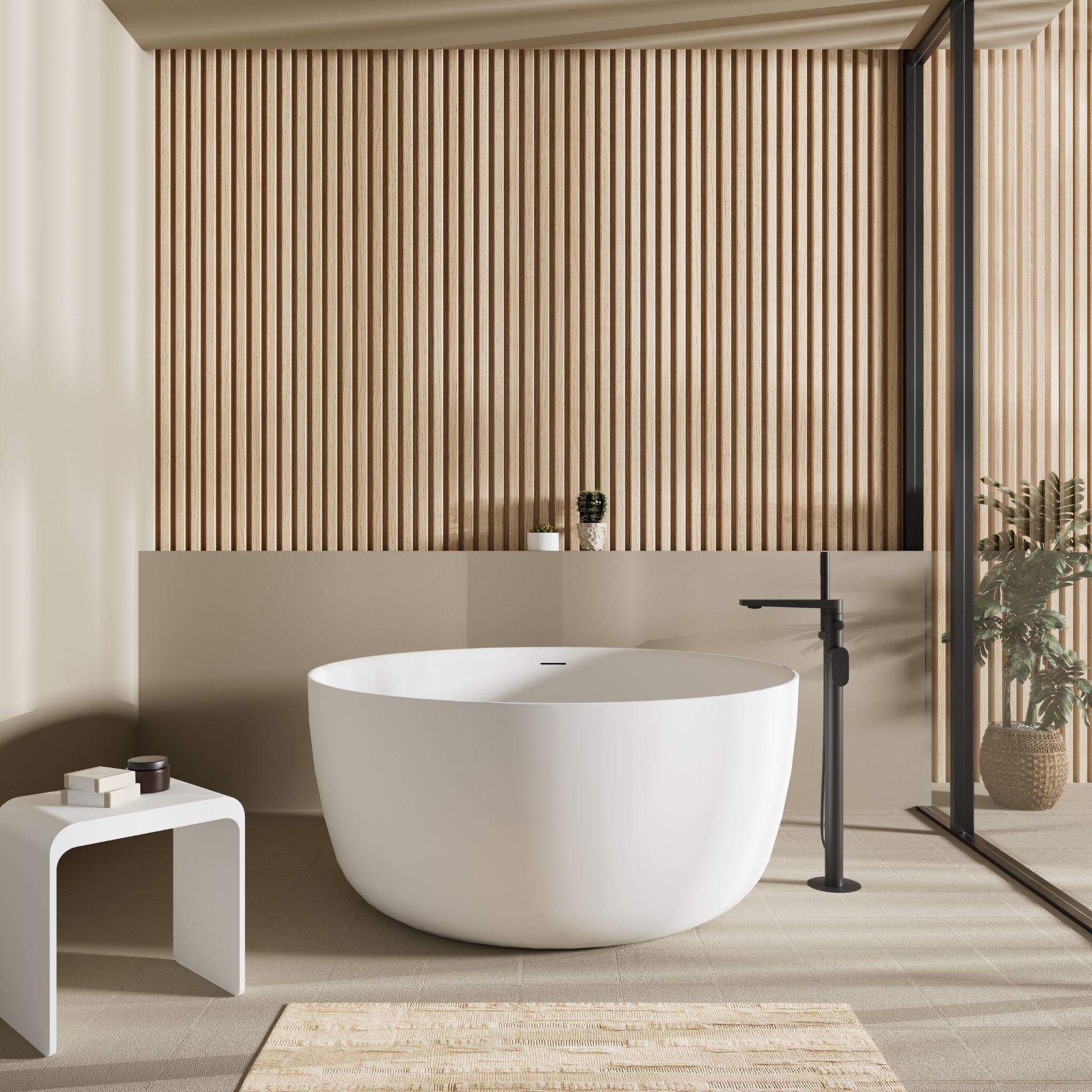 LUKKA OLLEY FREESTANDING BATHTUB OVERFLOW MATTE WHITE 1350MM