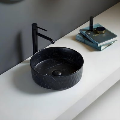 LUKKA OLLIA ABOVE COUNTER BASIN MATTE MARBLE BLACK 345MM